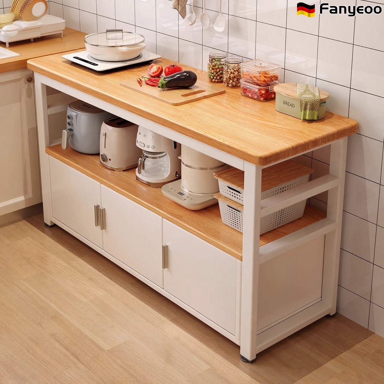 德国实木厨房置物架橱柜落地微波炉收纳边柜多功能切菜桌子工作台,厨房/烹饪用具,厨房置物架/置物柜/角架,淘宝优惠券,粉丝福利购,淘宝优惠卷