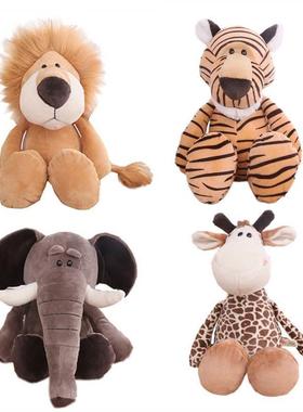 Stuffed Plush Animals Toys Soft Dolls Jungle Lion Elephant T