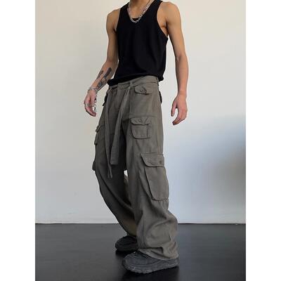 cargopants men overalls loose running man jogging long pants