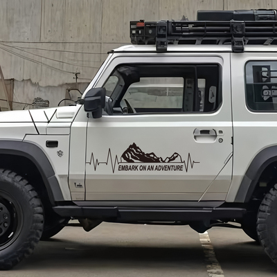 汽车侧面山脉心率线图案贴纸