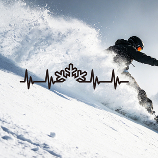 滑雪心电图雪花汽车滑雪单板装 饰贴防水贴纸电动摩托车后挡风玻璃