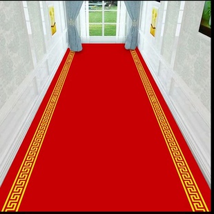 红色走廊地毯门口过道玄关防滑中式传统纹样家用地毯酒店宾馆定制