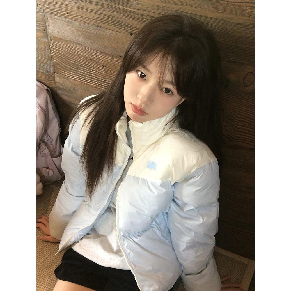 2025冬季韩版学院风拼色加厚保暖棉服女小个子学生面包服棉衣外套
