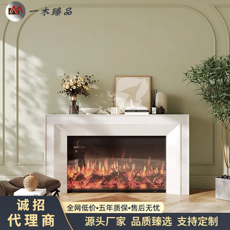 美式轻奢实木壁炉柜后现代简约客厅装饰柜法式复古门厅展示柜家用