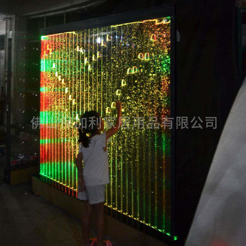 水幕墙酒屏风客厅鱼缸P52装柜饰隔关断流玄水墙亚克力气泡墙加湿