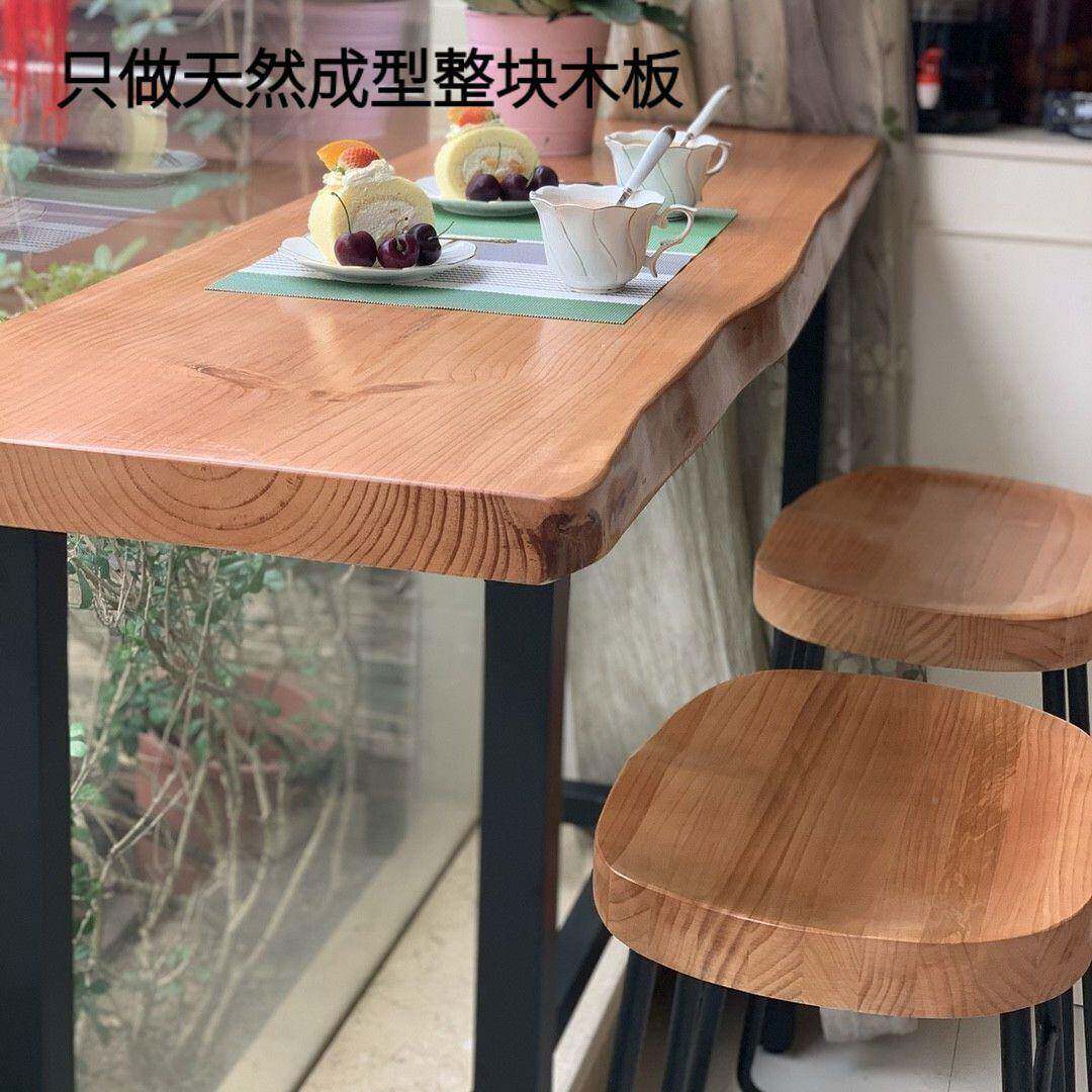 实吧台桌子靠墙条桌酒吧家HTS用高脚阳台木椅休长闲桌椅甜品店桌