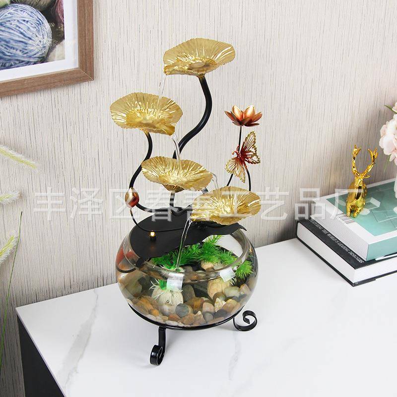 小型招观桌面风水厂QIA池鱼缸流水摆件财流水景装饰工艺品源头家