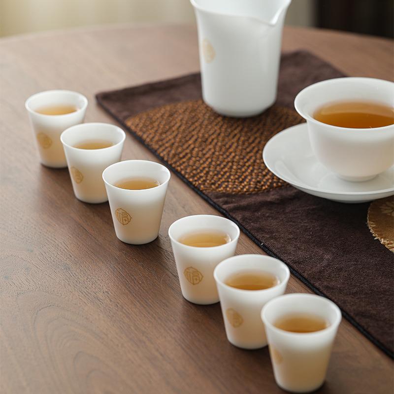 种釉烧茶具套装送2432高端瓷器高温德化冰白瓷三才盖礼碗瓷万福