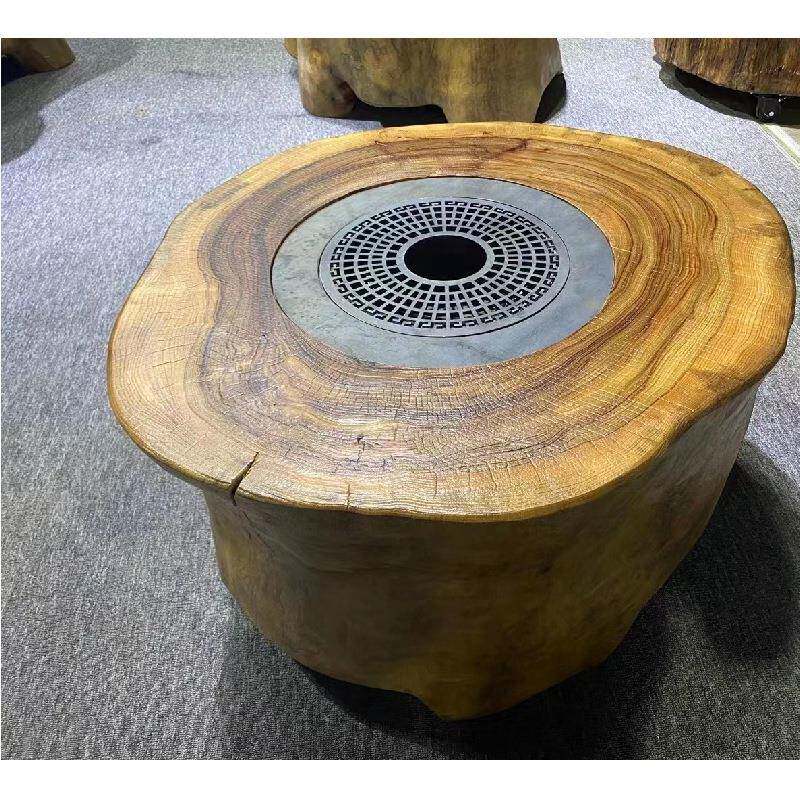 新款网红炉用煮茶烧烤电陶炉圆形小矮桌家用茶台嵌围入式专电烤炉