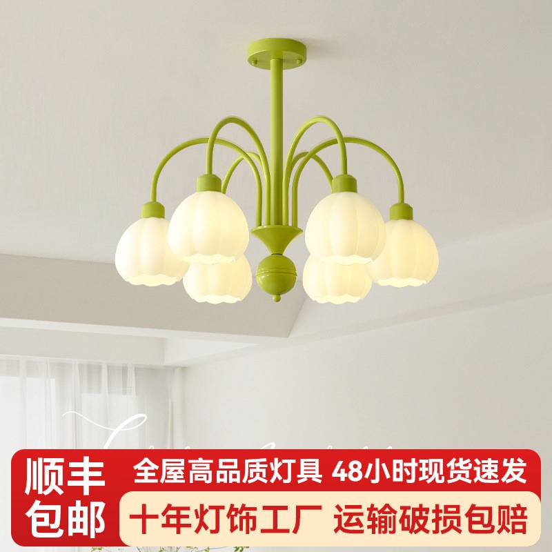 法式奶油风客厅吊灯2025年新款全光谱护眼南瓜灯全屋灯具套餐组合
