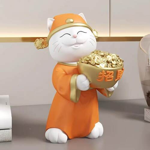 意中式招财猫财神KFL摆件客厅家居玄装关饰品店铺公司创业前台开