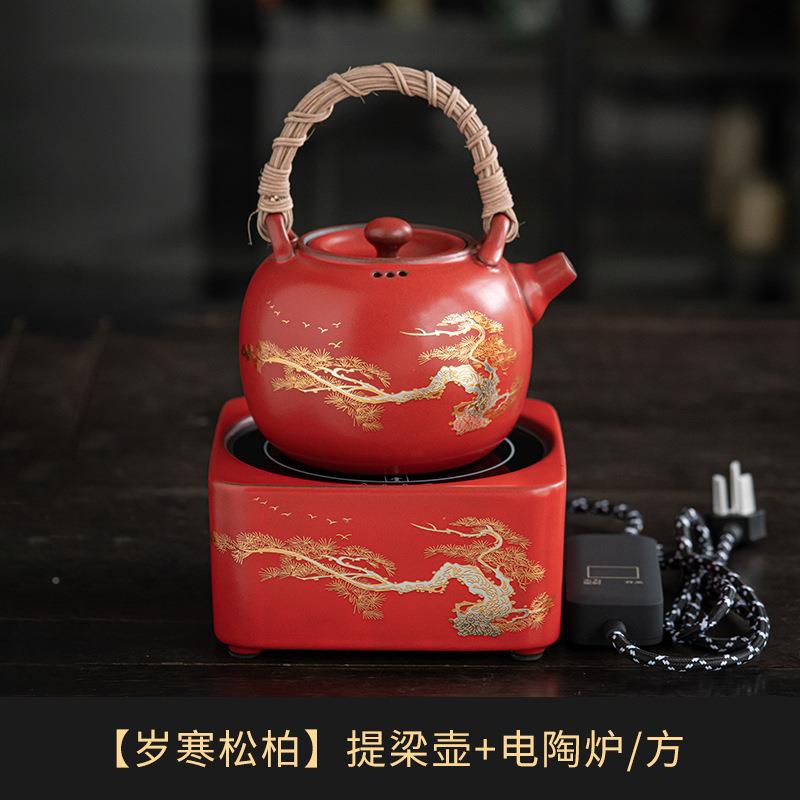 山楂家红用茶电陶炉煮茶器陶壶烧水壶白普洱煮QY313壶电茶炉茶具