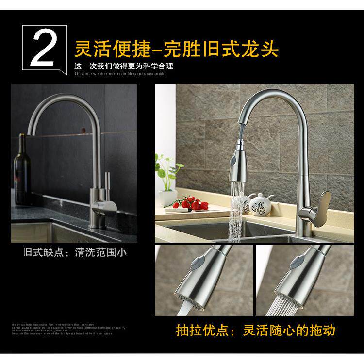 开帝平朗森工厂直供DL-3382-厨抽拉冷水热龙头旋房转伸便捷拉时尚
