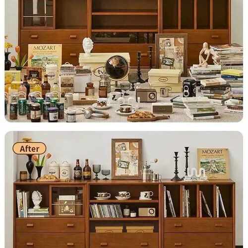 ll中古实木书柜北欧复古自由组合柜展示柜客厅家用电视柜储物柜山