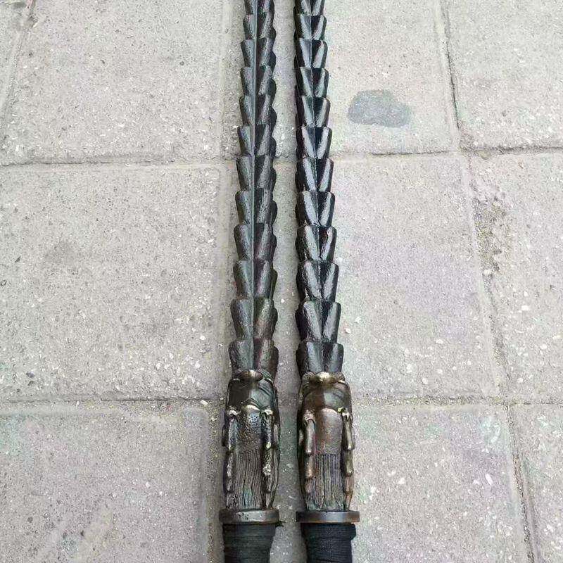 实武术器械仿古做兵旧十双八般兵器钢鞭双锏龙头8801257心鞭器麦
