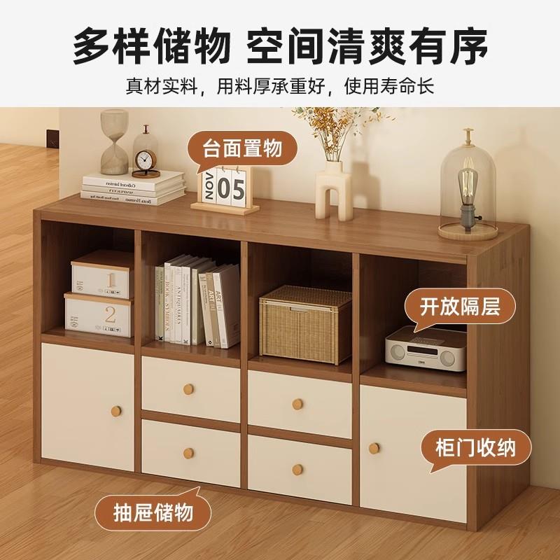 架实木书收纳置柜客厅柜子储物柜卧室床边柜矮柜儿童书落地柜ZPU