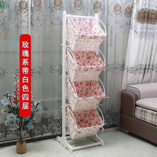收客纳落地厅置约物F75SJHT7架筐卧室实木藤编吊篮简现代多层收纳