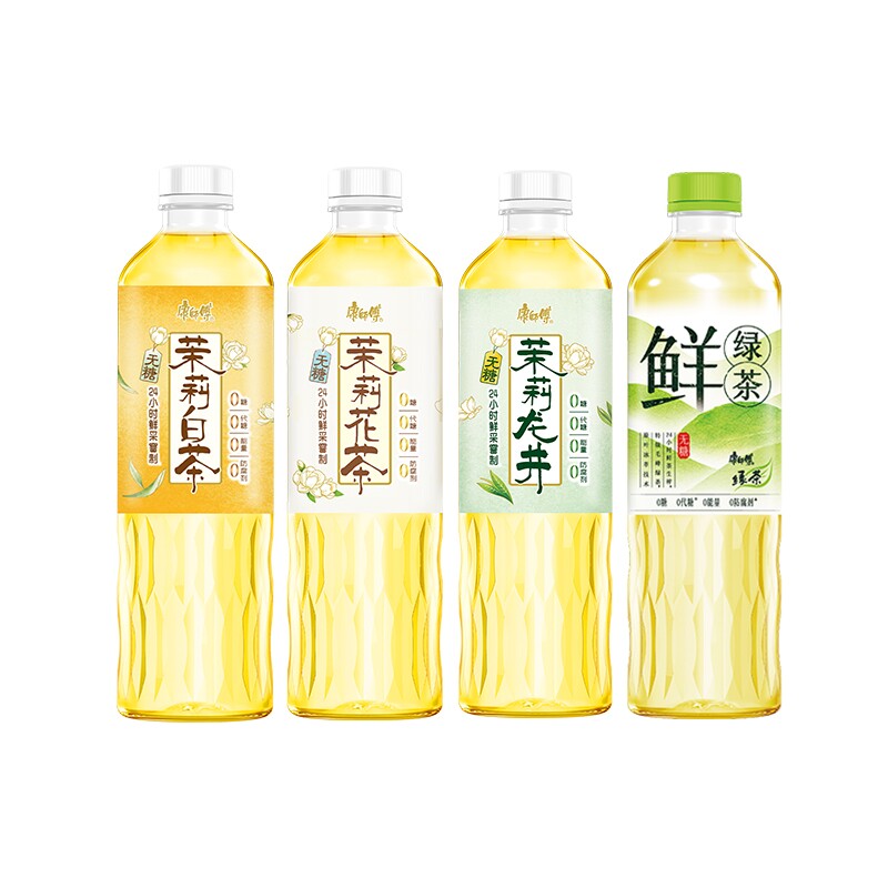康师傅无糖茉莉花茶/茉莉龙井/茉莉白茶/鲜绿茶500ml共4瓶混合装图片