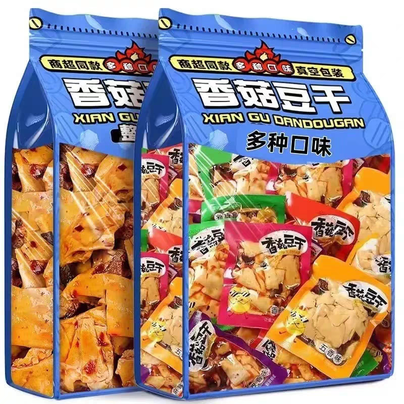 香菇豆干开袋即食豆腐干辣条面筋豆皮五香麻辣味休闲解馋零食小吃