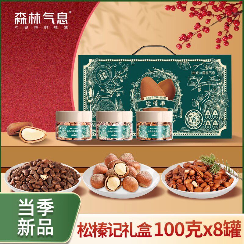 森林气息松榛记高档礼盒松子坚果零食大礼包年货送礼礼盒
