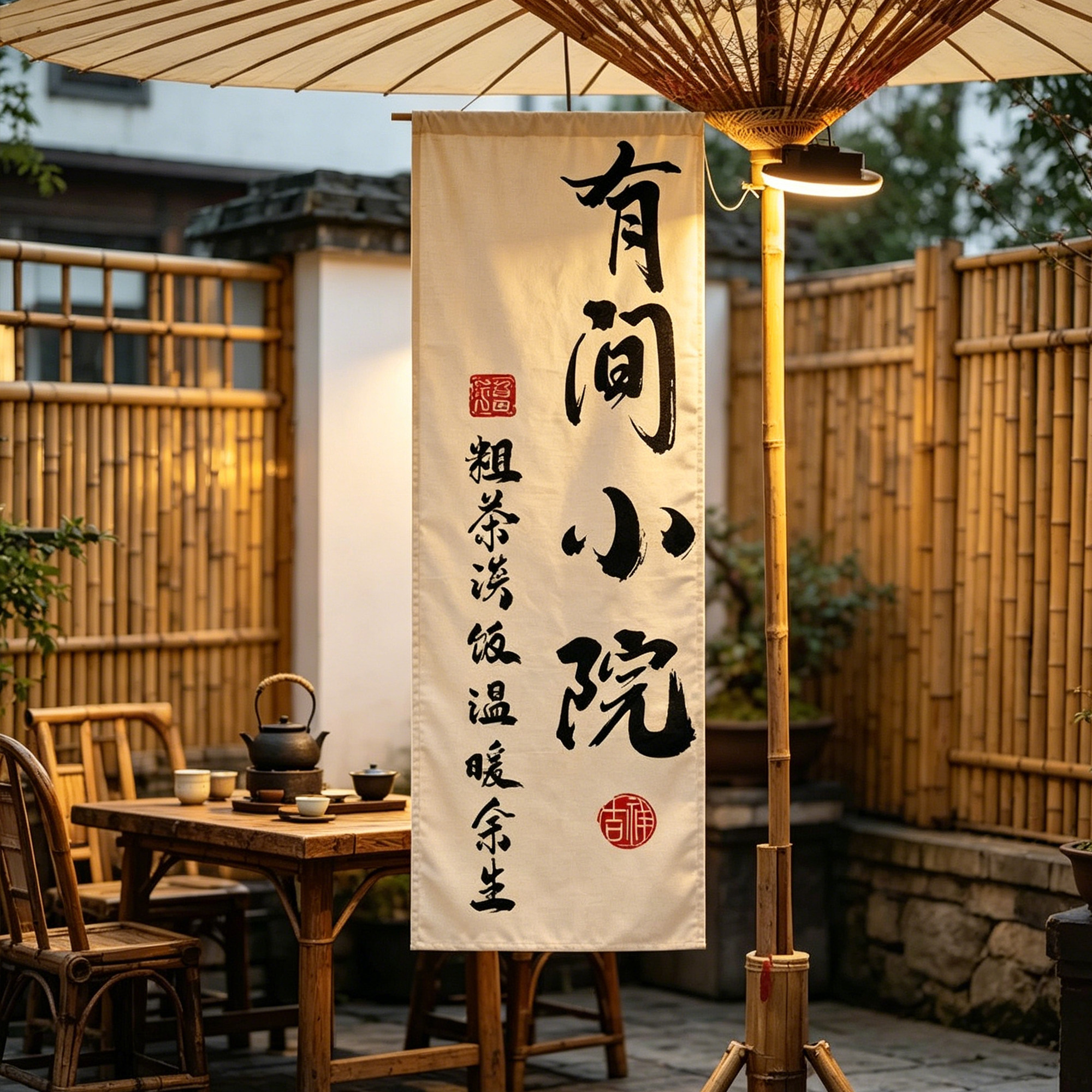 中式户外露营挂布小院茶室氛围感背景布民宿网红打卡装饰条幅定制