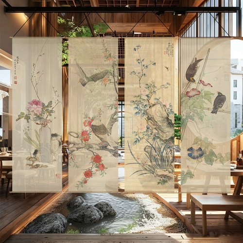 宋氏美学花卉半透纱幔挂布氛围布