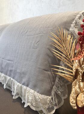 蕾丝边床头罩布艺盖巾简约款防尘保护罩通用型中式可盖沙发灰色