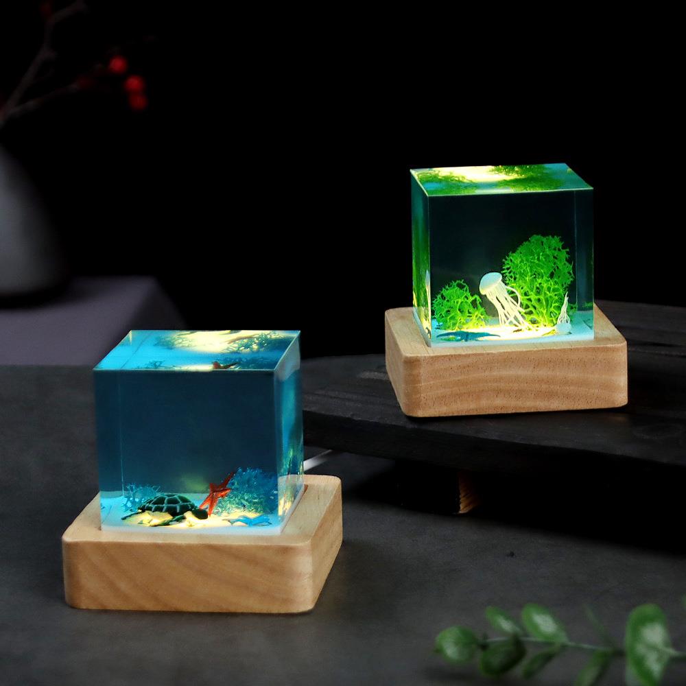 欧式海洋系列手工制作环氧树脂工艺品独特设计送礼自动小夜灯摆件