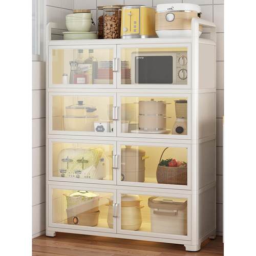 玻璃门立式多层密封防尘碗碟罐多功能厨房收纳架