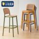 现代简约塑料吧椅靠背高脚凳北欧吧台椅家用阳台高椅子彷藤编餐椅
