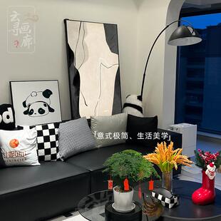 饰画简约现代黑白抽象大幅轻奢高级感沙发背景落地墙壁挂画 客厅装