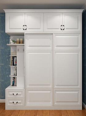 现代简约组合衣柜可定制拉门白色欧式模压衣柜组合一门到顶衣柜