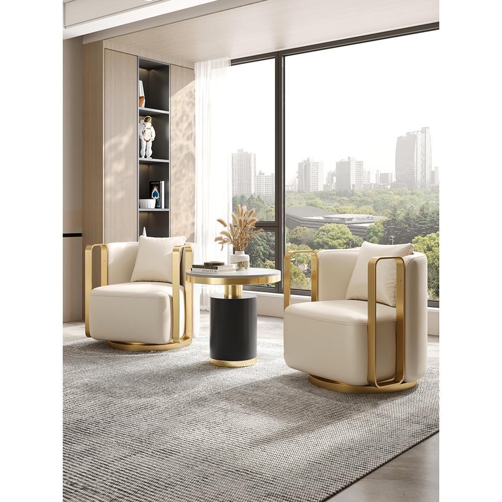 简约轻奢单人沙发椅茶几休闲组合酒店大堂售楼处接待会客洽谈桌椅