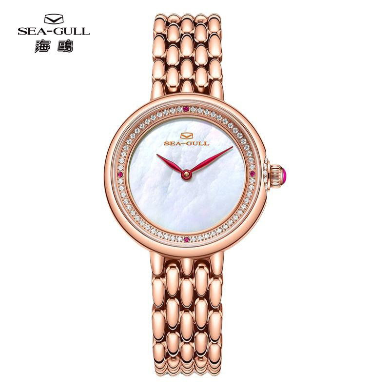 海鸥表女士两针手腕表心海系列虹彩机械钢带夜光国表1130L