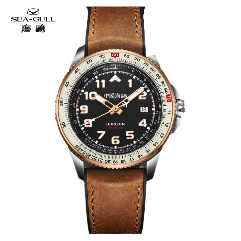 海鸥表男士款自动机械手腕表休闲运动多功能航空国表1124