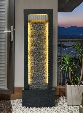 现代简约流水墙喷泉摆件落地客厅办公室内景观水幕墙屏风招财装饰