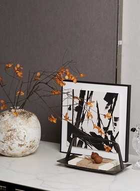 侘寂风怀旧复古陶瓷罐花瓶水晶鹦鹉提篮托盘组合摆件样板间装饰品