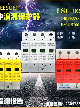 上海雷神浪涌保护器LS1-D20 4P20KA40KA60KA一级12.5KA25KA防雷器