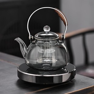煮茶器蒸煮一体茶壶耐高温玻璃家用烧水泡茶养生电陶炉超薄炉套装
