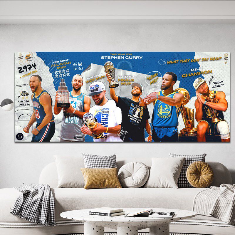 nba球星库里勇士海报墙贴寝室卧室宿舍墙壁挂画轻奢装饰画大尺寸