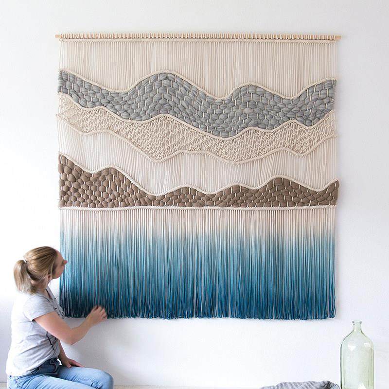 拾光|北欧风macrame挂毯染色隔断手工编制壁毯卧室客厅床头家居挂