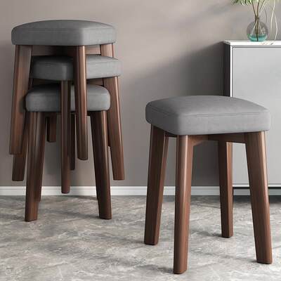 实木凳子家用可叠放餐桌餐厅板凳现代简约小方凳客厅网红化妆矮凳