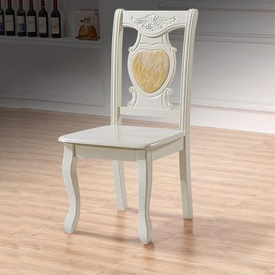 欧式椅子靠背凳家用中式橡木雕花餐桌椅现代简约饭厅白色实木餐椅