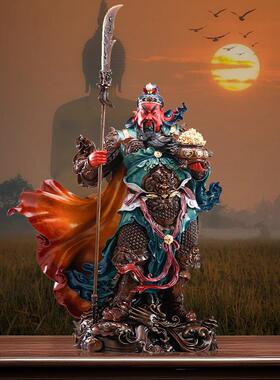 台湾纯铜关公摆件客厅办公室武财神关公神像供奉关二爷像招财店铺