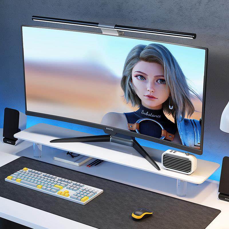 显示器增高架白色台式电脑桌面岩板支架笔记本底座台面收纳置物架