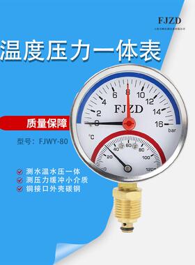 包邮普通16bar温度压力一体表WY-80恒温恒压水系统安装测水温水压