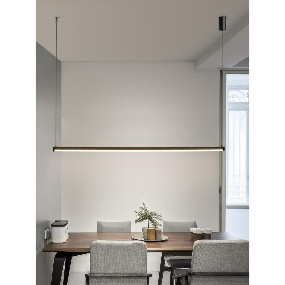 极简餐厅订制一字线条led长条灯办公室吊灯吧台简约岛台设计师灯