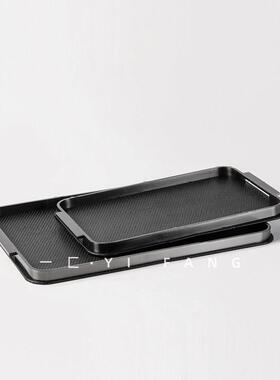 一匚现代轻奢样板间金属皮革托盘摆件售楼部客厅餐厅书房桌面摆件