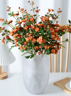 仿真多头小蔷薇玫瑰花束家居人造装饰花摄影道具婚庆假花摆件