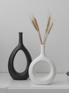 磨砂陶瓷花瓶摆件客厅干花插花器创意餐桌茶几家居现代简约